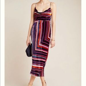 Anthropologie velvet color block midi dress